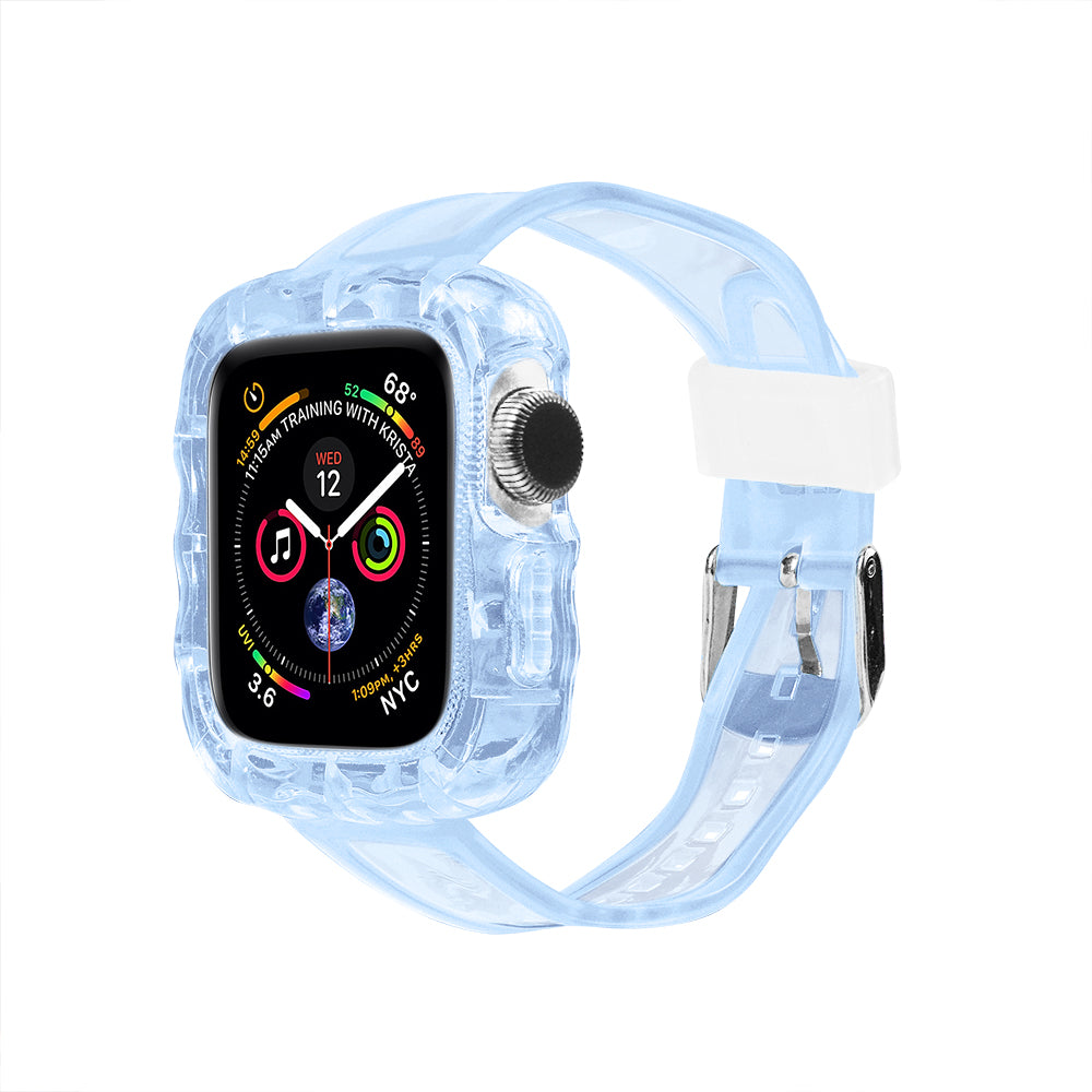 Apple Watch Dalgalı Full Kasa Mavi Saat Kordonu