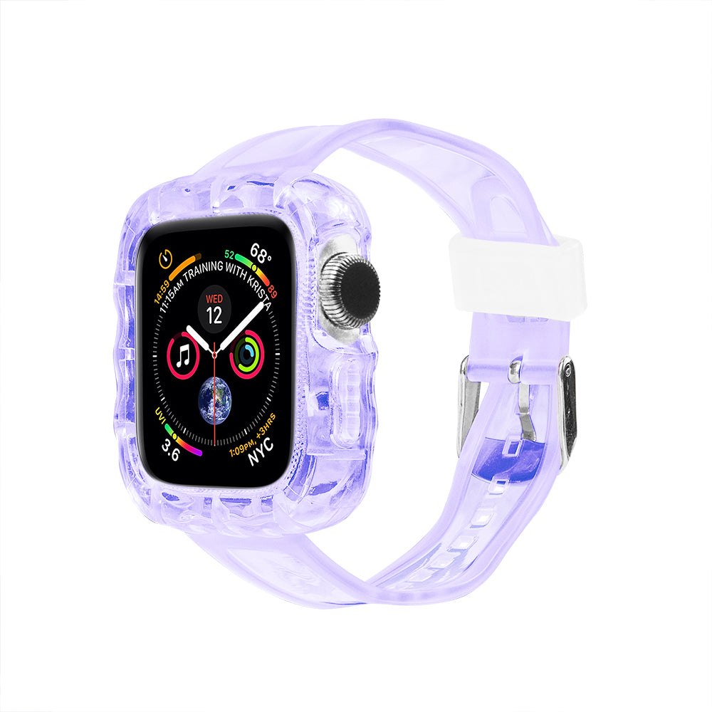 Apple Watch Dalgalı Full Kasa Mor Saat Kordonu