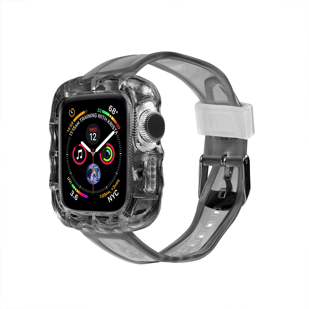 Apple Watch Dalgalı Full Kasa Siyah Saat Kordonu