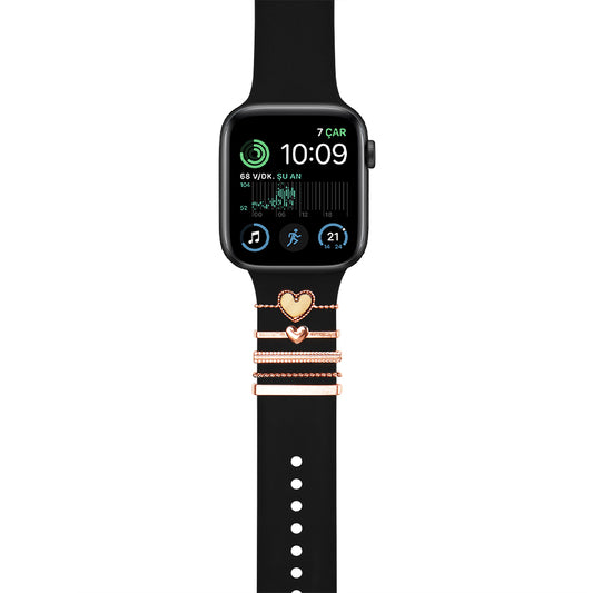 Apple Watch Charm Rose Hearts Kordon Aksesuarı