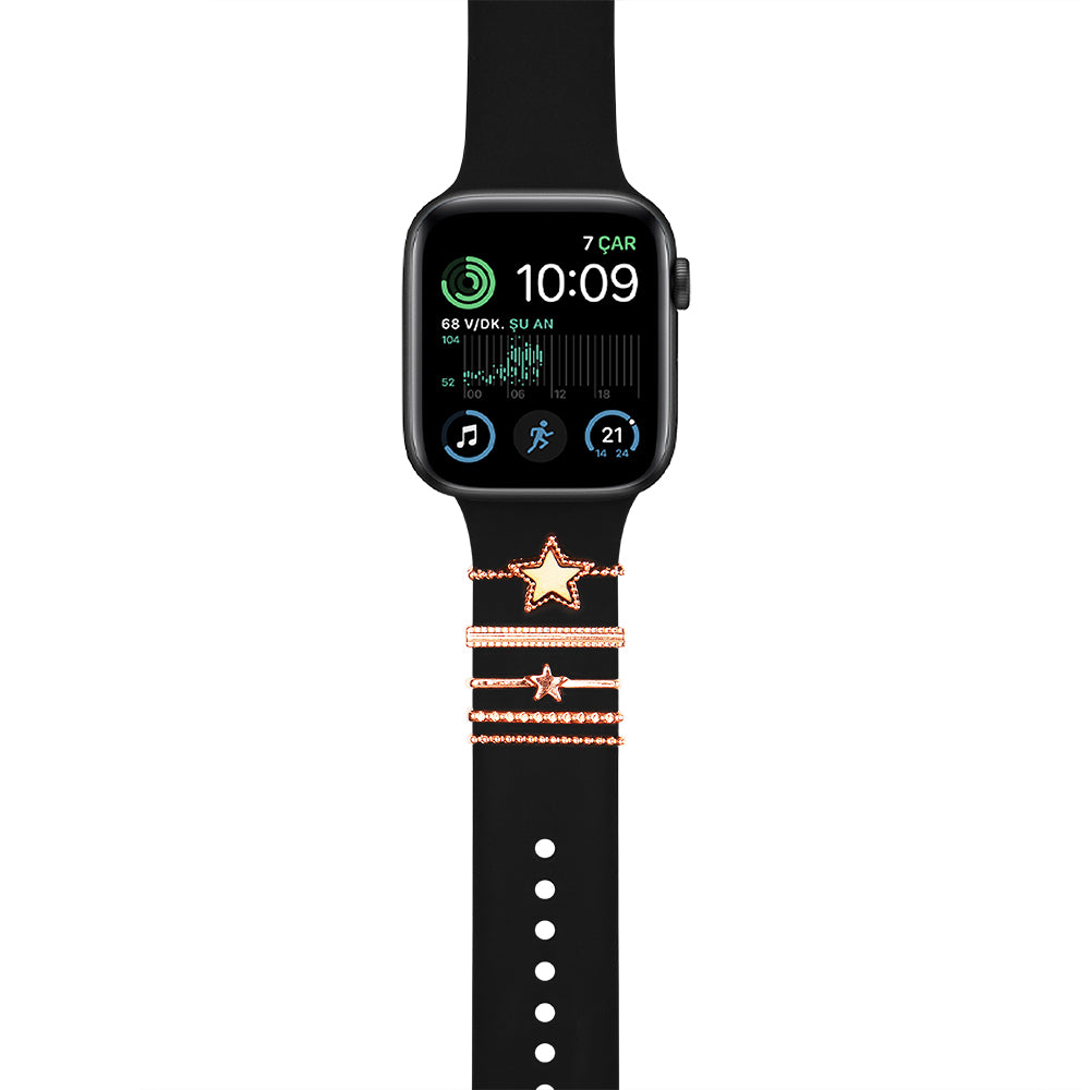 Apple Watch Charm Rose Stars Kordon Aksesuarı